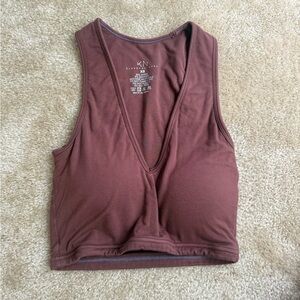 Klassy Network Brown V-Neck Crop Camisole